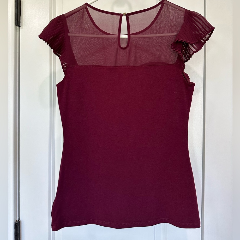 Express burgundy mesh blouse - Picture 2 of 4